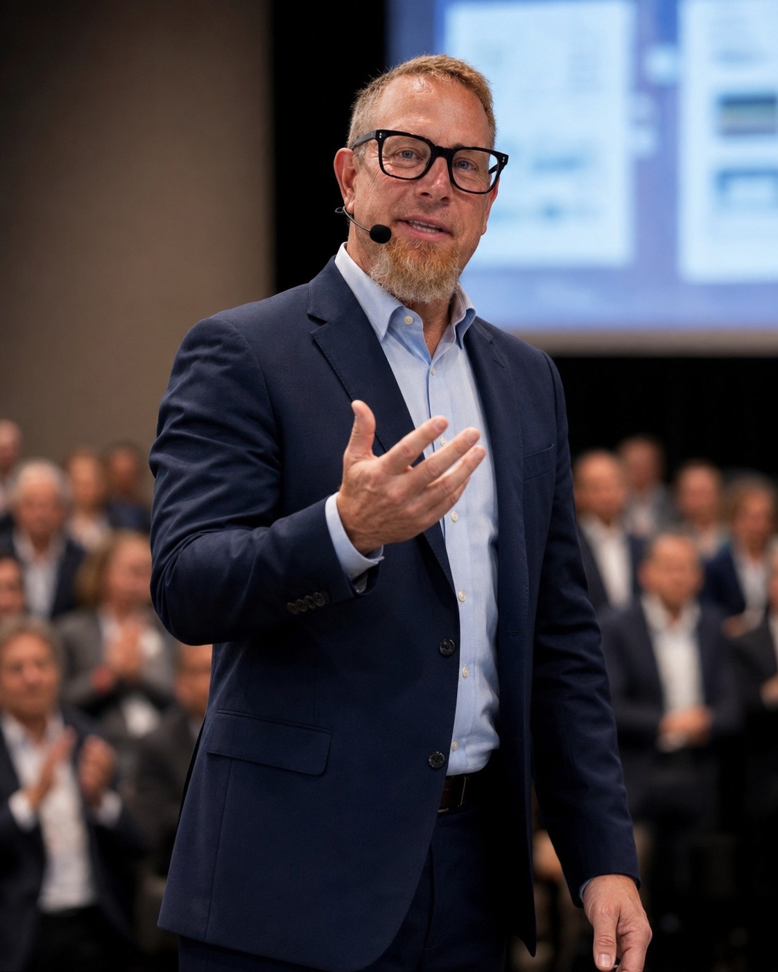 Chris Wallander delivering a keynote speech at a manufacturing leadership event